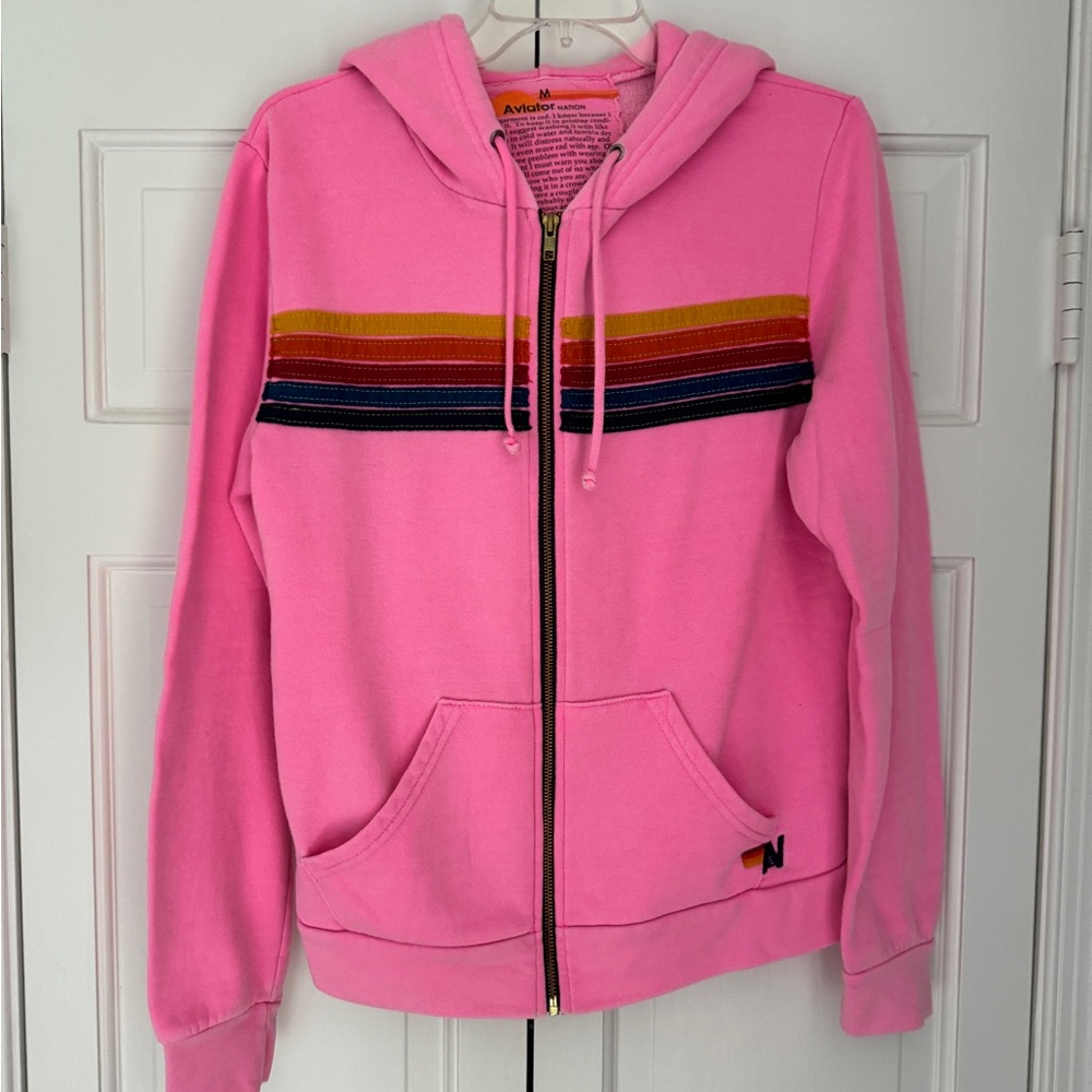 Aviator Nation Pink Zip Up Hoodie